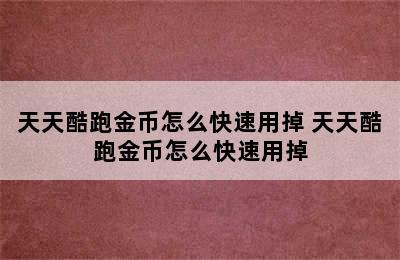 天天酷跑金币怎么快速用掉 天天酷跑金币怎么快速用掉